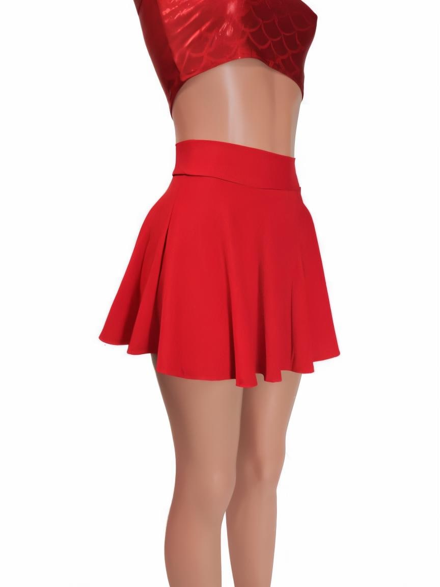 Red Skater Skirt, Circle Skirt Soft Flowing Fabric Comes in
