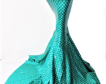 Mermaid Skirt, Metallic Green Lycra Fish Tail Costume