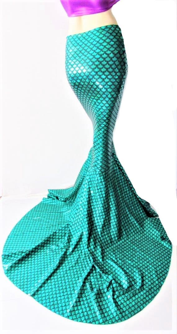 Mermaid Skirt, Metallic Green Lycra Fish Tail Costume