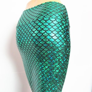 Green Mermaid skirt High waist Stretch Scales print Kim K skirt EDC EDM Rave Festival Costume Party Zanza Designs Clothing imagem 6