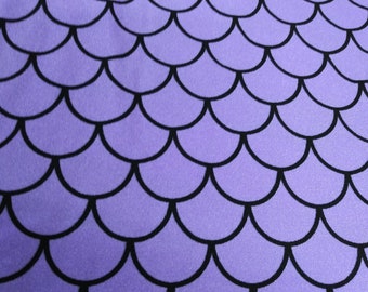 Lavender purple Mermaid Scale Spandex fabric fish Scale print sold by the  half and one Yard