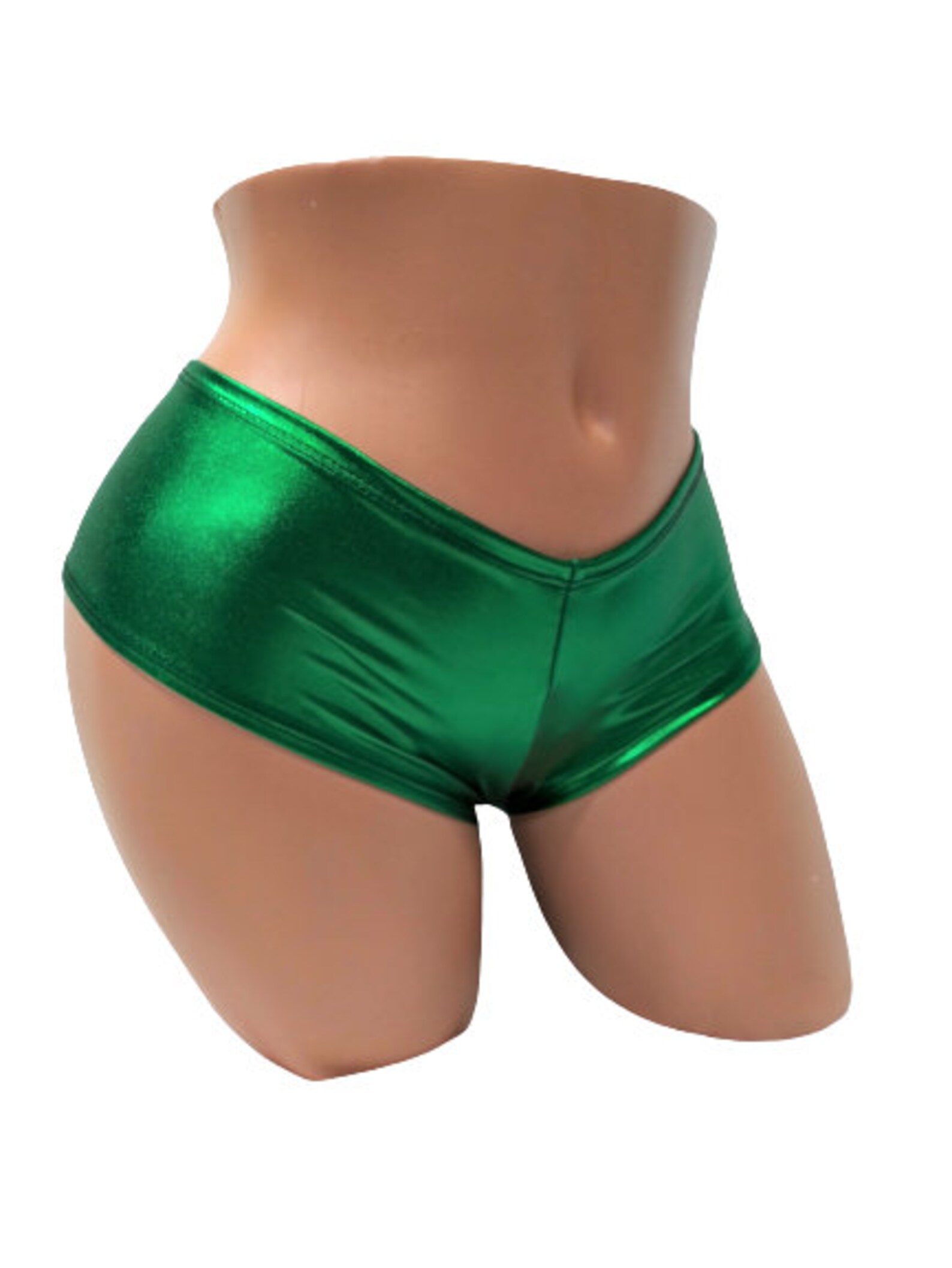 Green Metallic Cheeky Shorts Pole Shorts Booty Shorts Rave Etsy