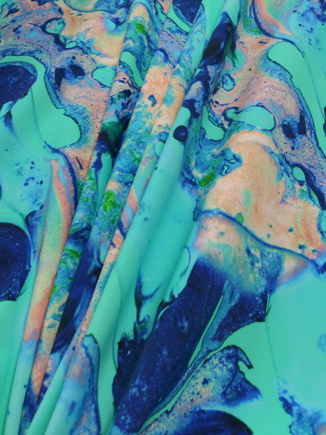 Oil pool fabric Spandex print Swim fabric sold by the forth Etsy