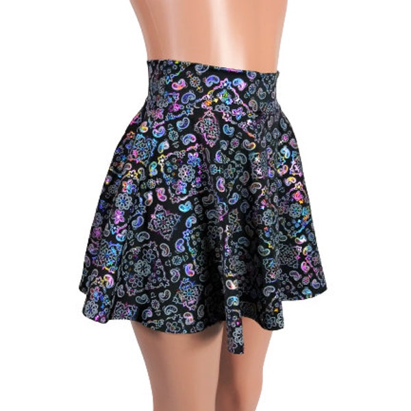 Rainbow Pastel Hologram Fringe Skirt main image 1