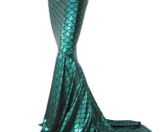 Green Mermaid Skirt: High Waist Lycra Fishtail Costume