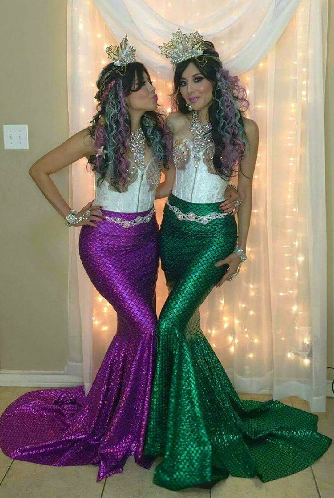 17 Color Choices Mermaid Skirt Fish Tail Costume, Scales Print Stretch, Kim  K Mermaid Skirt , Metallic Green Purple Turquoise and Black 