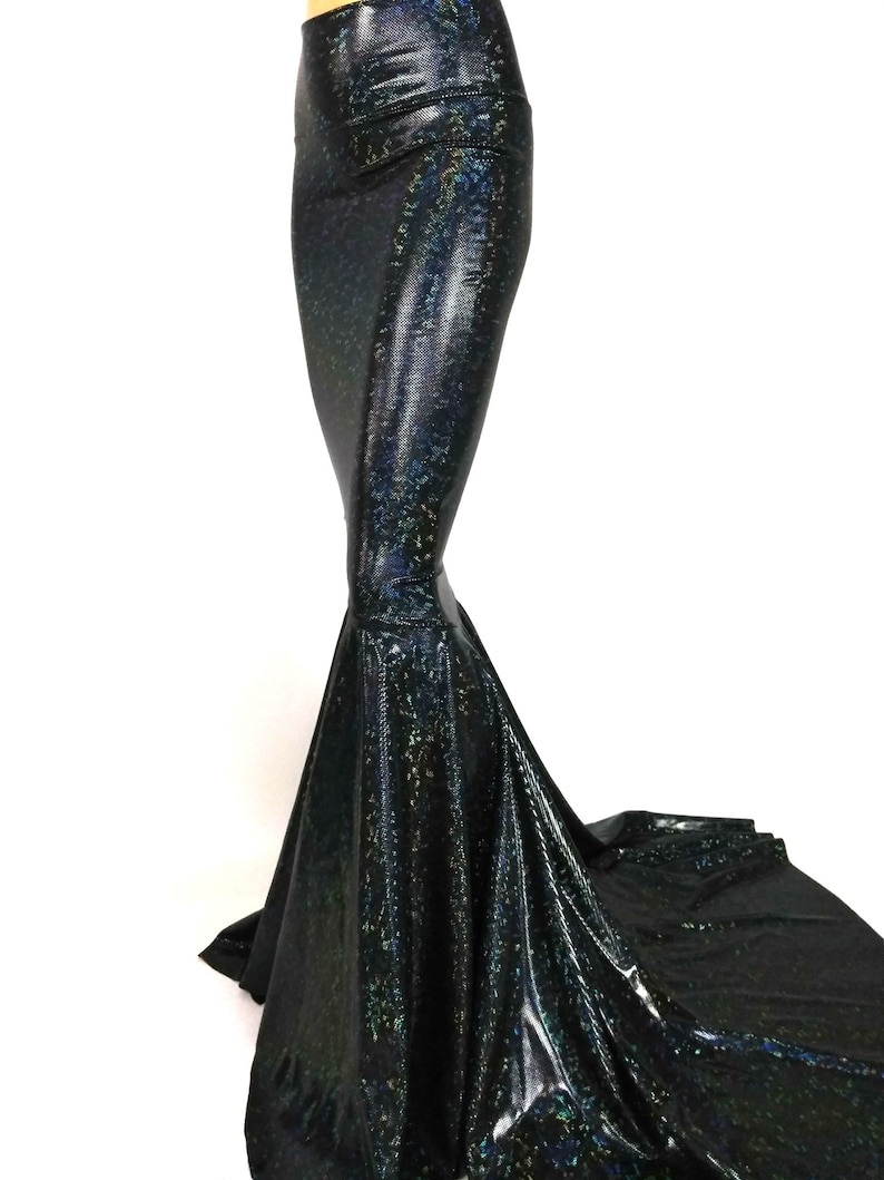 Black shattered glass Mermaid Skirt Fish tail costume Fairy Circle skirt Festival Dance EDM