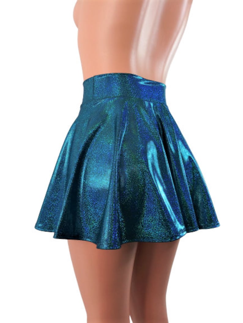 Turquoise Skater skirt Circle skirt Soft sparkling fabric | Etsy