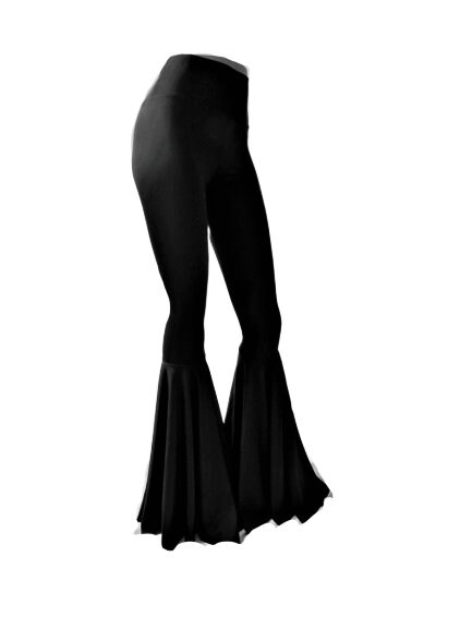 Black Bell Bottom broek Flares Spandex 