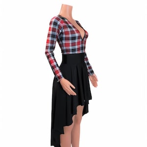 Black HI-low skirt, Circle skirt Spandex Lycra Stretch Clubwear, Rave Wear over pants skirt