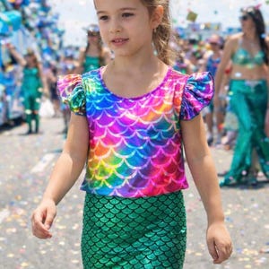 16 Colors! Child's Girls Mermaid Top Ariel Party Festival Gymnastics Dance Party Pageants Rainbow