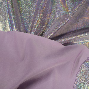 Lilac Silver 4 way stretch fabric Light pink lilac sparkling Spandex print fabric sold by the Yard 1/4, 1/2 image 4
