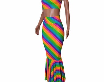 34 Prints! Rainbow Sparkle Mermaid Skirt Stretch Black light reflective Rave skirt Party ZanzaDesignsClothing Festival party Mermaid feels