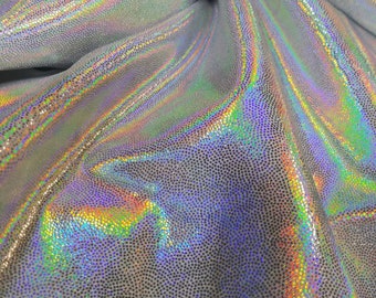 4 way stretch Hologram White Iridescent fabric stretch Flashbulb Spandex fabric sold by the Yard and half