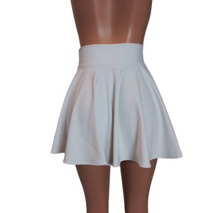 White Skater skirt, Circle skirt Soft flowing fabric comes in 10,12,13,15,17 and 19 lengths Clubwear, Rave Wear image 3