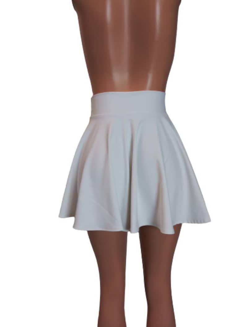 White Skater skirt, Circle skirt Soft flowing fabric comes in 10,12,13,15,17 and 19 lengths Clubwear, Rave Wear image 3