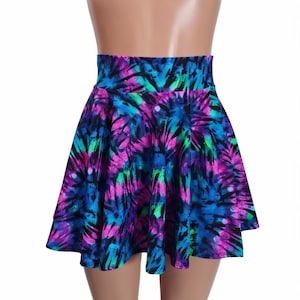 Tie Dye Skater skirt, Circle skirt comes in 10&quot;,12&quot;,13&quot;, 15&quot;, and 19&quot; lengths Clubwear, Rave Wear Festival wear