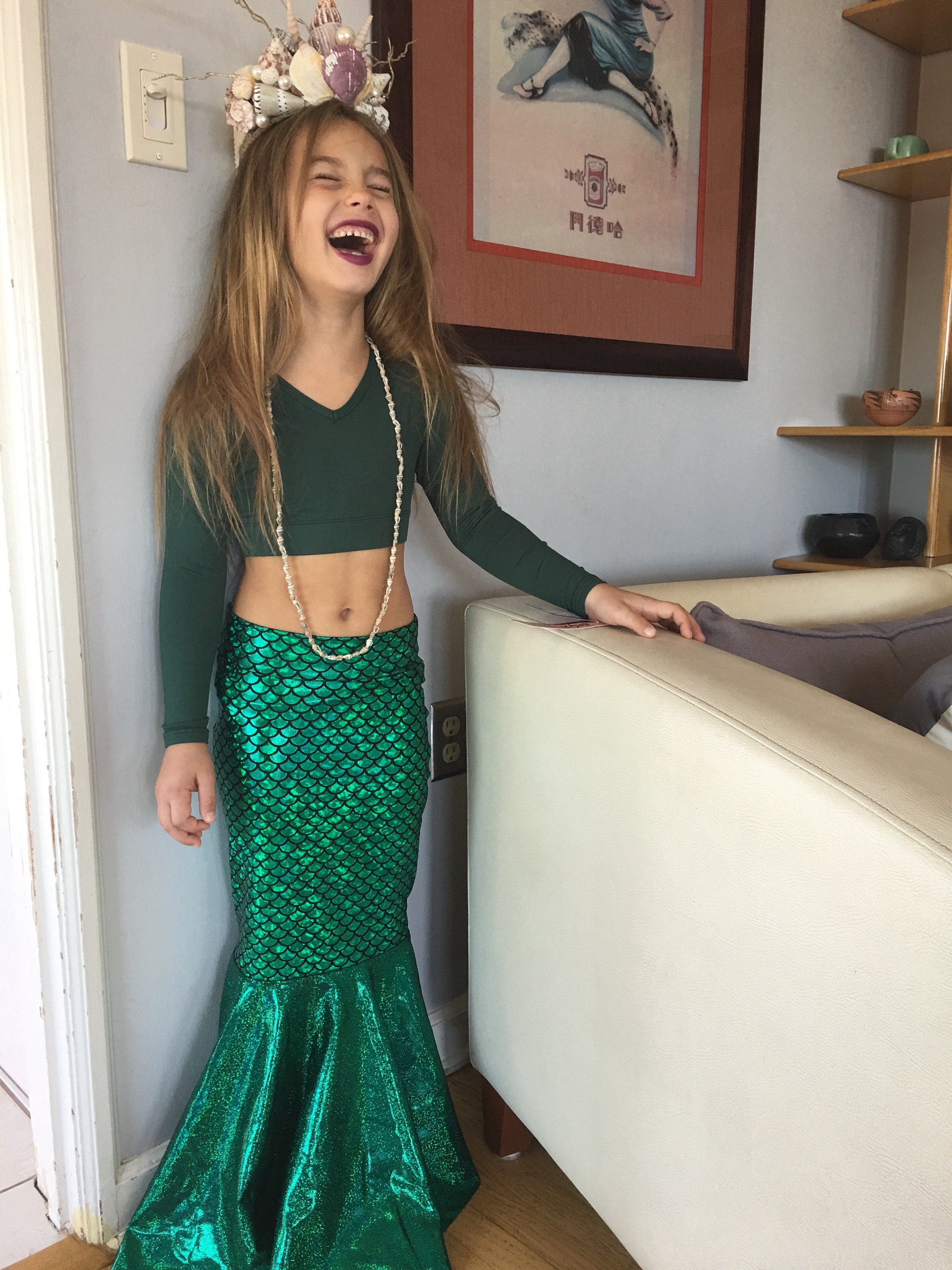 Girls Mermaid Skirt Scale Skirt Fish Tail Shimmering Scale Skirt Pageants  Dance Cheer Birthday 