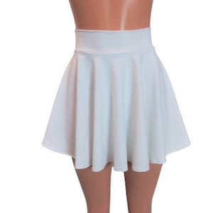 White Skater skirt, Circle skirt Soft flowing fabric comes in 10,12,13,15,17 and 19 lengths Clubwear, Rave Wear image 1