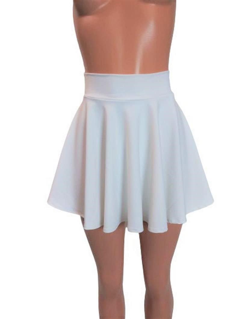 White Skater skirt, Circle skirt Soft flowing fabric comes in 10,12,13,15,17 and 19 lengths Clubwear, Rave Wear image 1