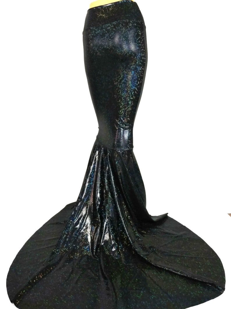 Black shattered glass Mermaid Skirt Fish tail costume Fairy Circle skirt Festival Dance EDM