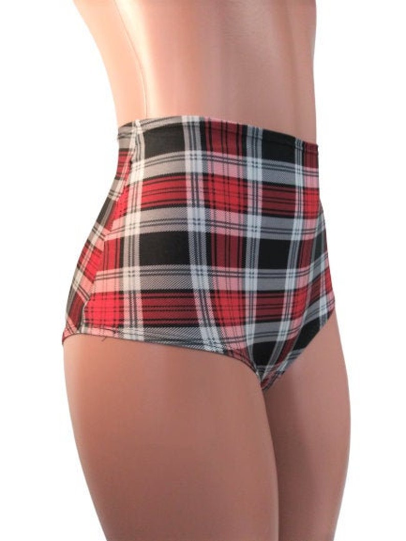 red plaid high waisted pants