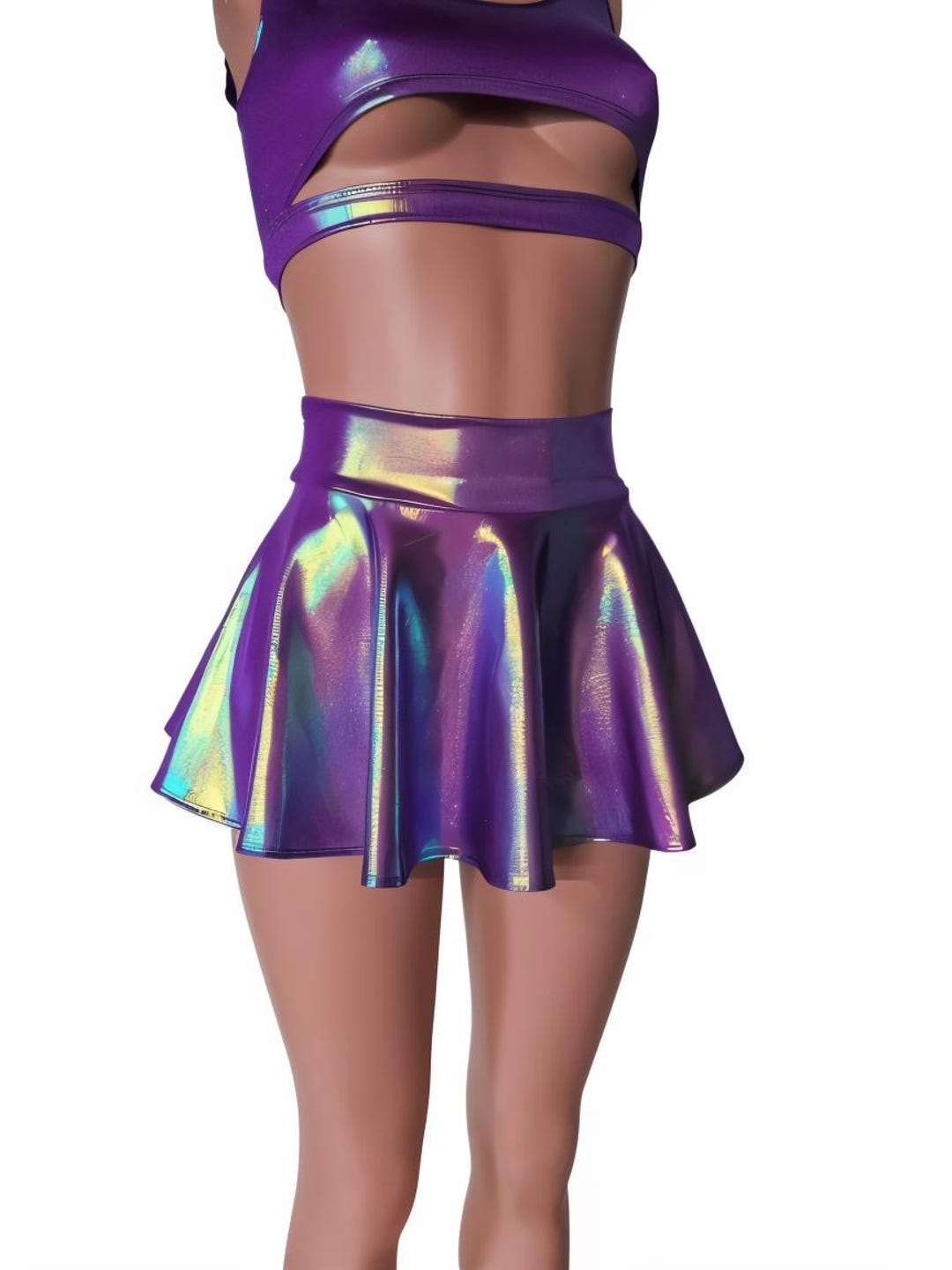 Iridescent Magenta Skater Skirt, Holographic Circle Skirt