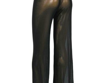 Sheer Palazzo Pants Wide leg Soft Silky Sheer Mesh gaucho resort  beach  festival dance
