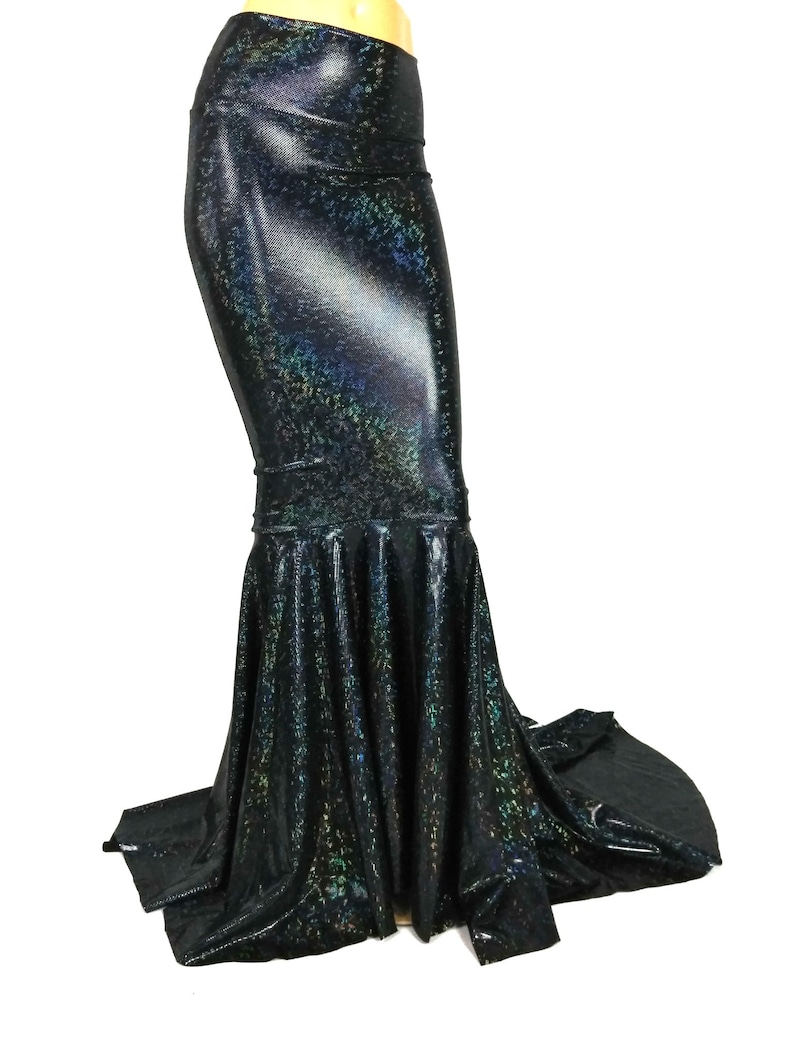 Black shattered glass Mermaid Skirt Fish tail costume Fairy Circle skirt Festival Dance EDM