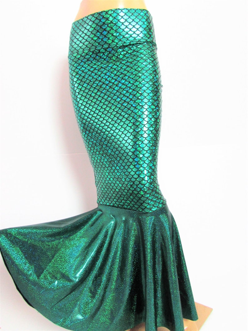 Green Mermaid skirt High waist Stretch Scales print Kim K skirt EDC EDM Rave Festival Costume Party Zanza Designs Clothing image 7