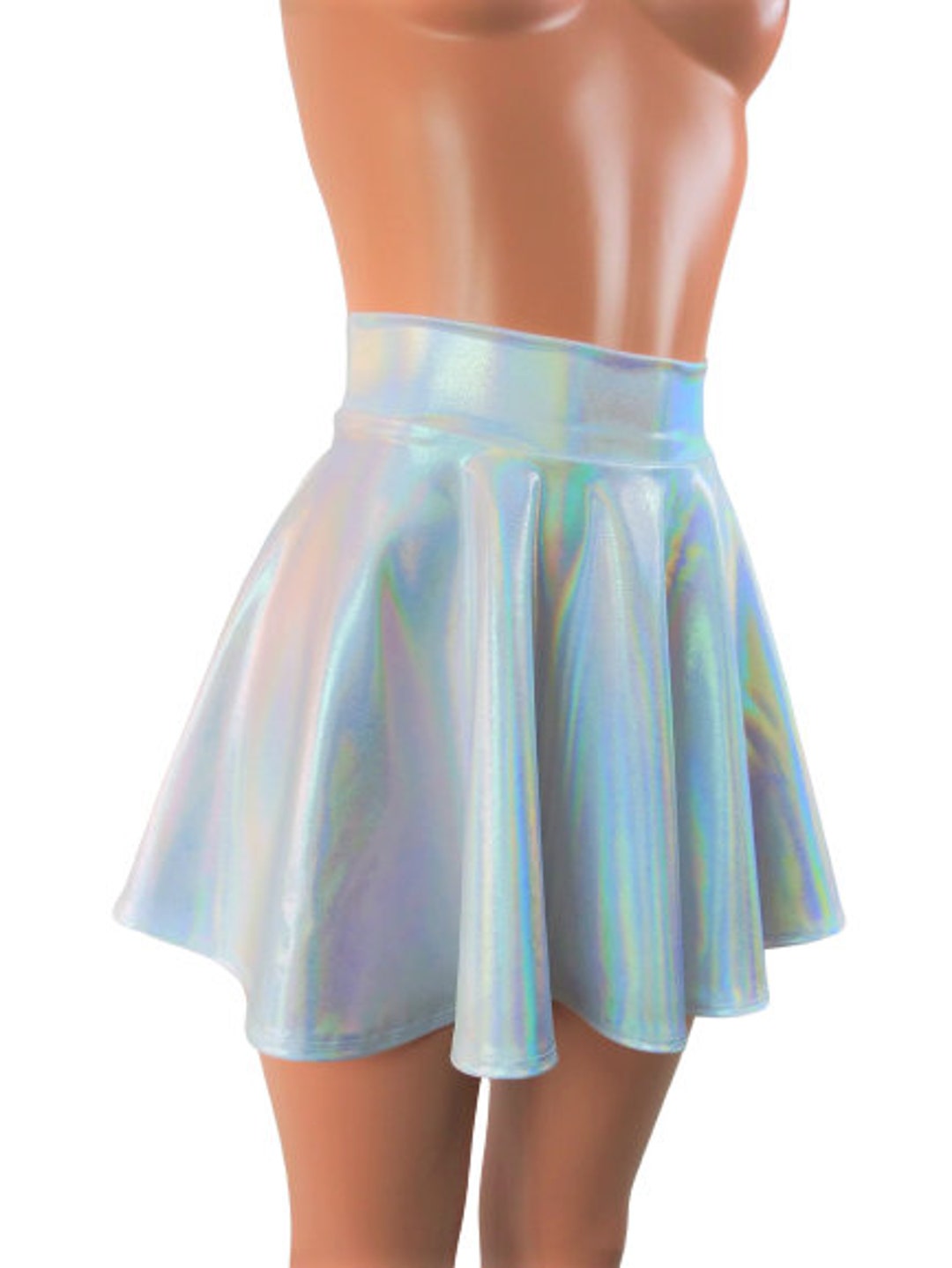 White Holographic Skater Skirt Circle Skirt Soft Flowing - Etsy