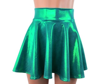 Jade Skater skirt, Circle skirt Soft flowing fabric comes in 10",12",15", and 19" lengths Clubwear, Rave Wear