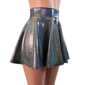 Silver Black Sparkle Skater Skirt, Circle Skirt Soft Flowing Fabric ...