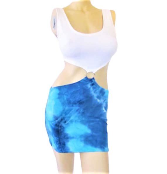 Pretty Woman Dress vivian Ready to Ship Dress Julia Roberts Costume Metal  Oring Blue Tie Dye and White Costume 