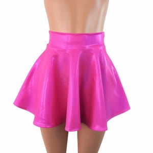 Hot Pink Skater skirt, Circle skirt Soft flowing fabric comes in 10&quot;,12&quot;,13&quot;,15&quot;,17&#39; and 19&quot; lengths Clubwear, Rave Wear Barbie pink