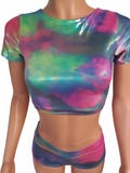 25 Colors! Cap sleeve Crop top Iridescent colors sparkling colors festival party dance EDC EDM Rave zanza designs clothing