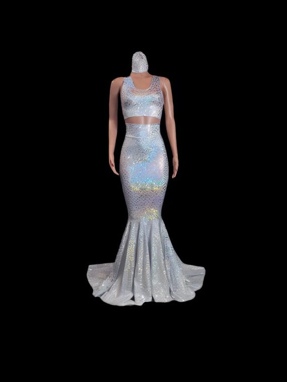 chinese dress ladies White crêpe dress with a dramatic ombré organza main image 0