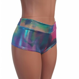 25 Colors!  holographic Hot pants short shorts Shimmering festival Rave Pinup Shorts Performance Pole shorts