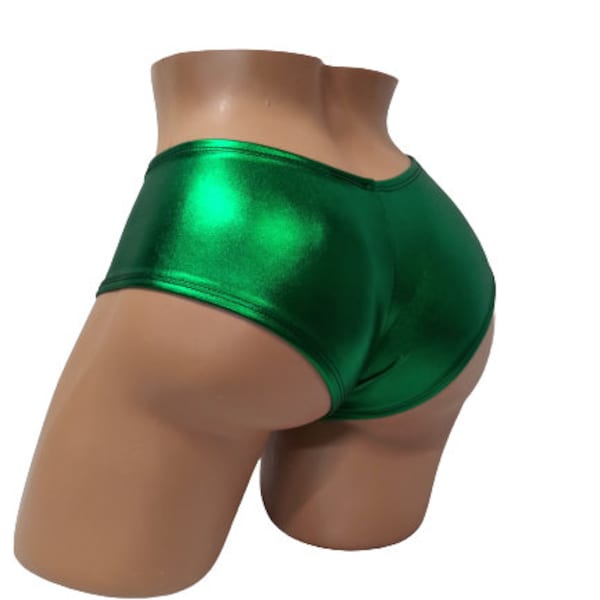 Green metallic Cheeky shorts Pole shorts booty Shorts Rave wear EDC EDM