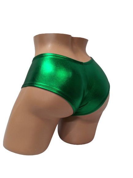 Green metallic Cheeky shorts Pole shorts booty Shorts Rave wear EDC EDM
