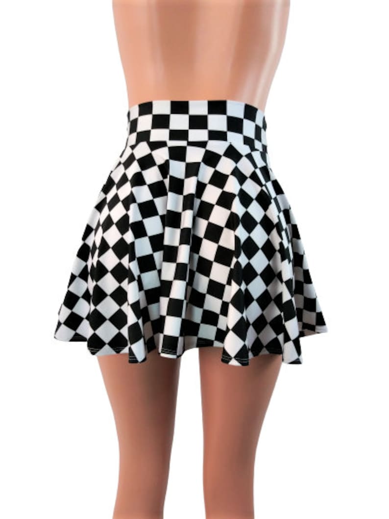 Black & White Checkerboard Skater Skirt Circle Checks Skirt - Etsy