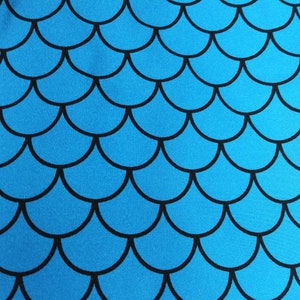 Blue Mermaid Scale Spandex fabric fish Scale print sold by the  half and one Yard