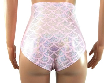 16 Colors! Rave bottoms high waist bikini shorts "Briefs" Mermaid print Cochella burning man Festival EDC pole shorts