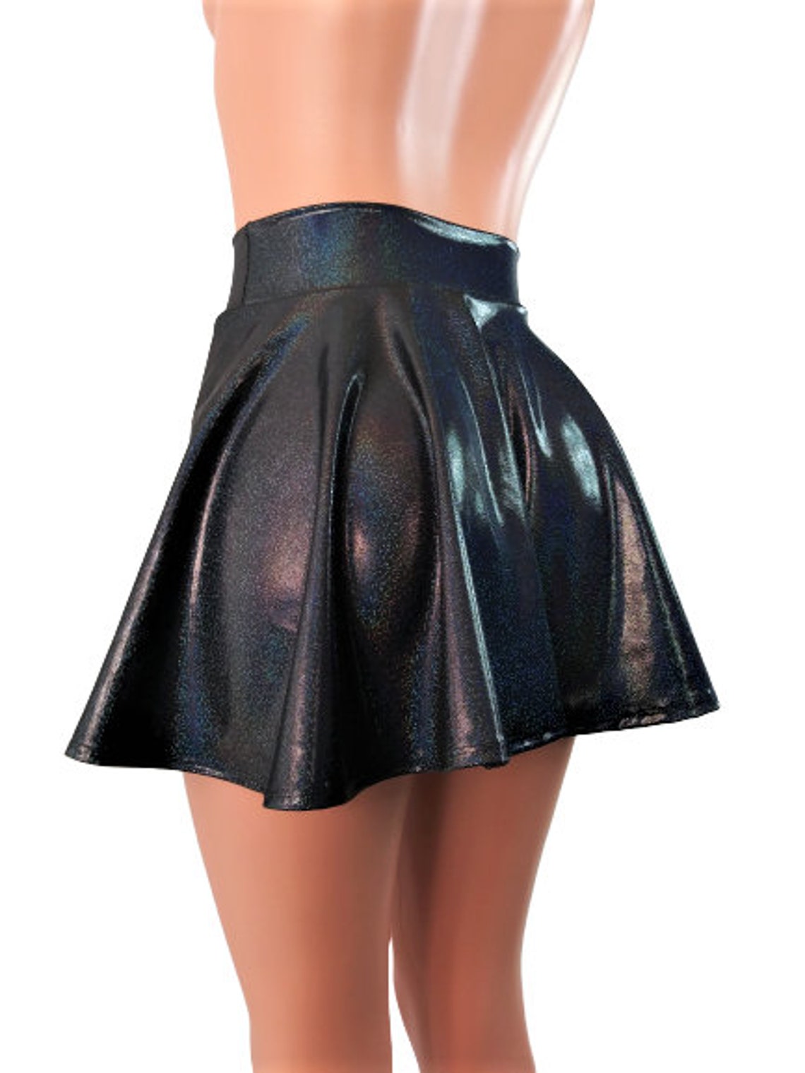 Noir Noir Sparkle Skater jupe Circle jupe Doux fluide tissu - Etsy France