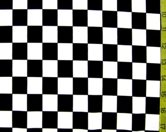 1" Black and white checks print Checkerboard Spandex print fabric sold by the Yard check