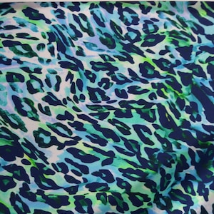 Blue Leopard fabric  Spandex print fabric sold by the forth, half and full Yard Nylon Spandex