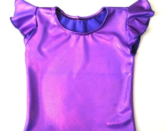 24 Colors! Girls flutter sleeve top Childs Girls Mermaid Top Ariel Party Festival Gymnastics Dance Party Pageants