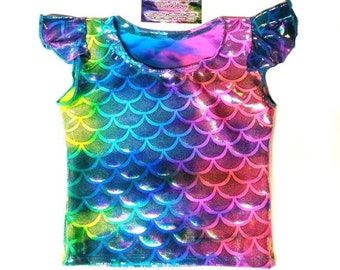 16 Colors! Child's Girls Mermaid Top Ariel Party Festival Gymnastics Dance Party Pageants Rainbow