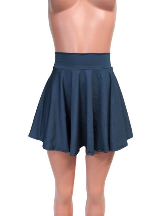 Steel Blue Skater Skirt, High Waist Circle Skirt 10,12, 13,15, and