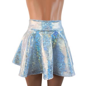 White Avatar Skater skirt, Circle skirt comes in 10&quot;,12&quot;,15&quot;, and 19&quot; lengths Clubwear, Rave Wear Festival wear